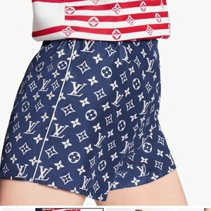 LV monogram silk street style logo shorts ( W 26 )